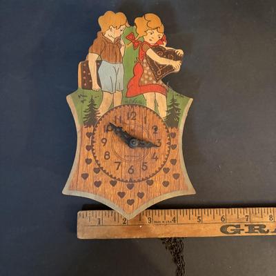 LOT 411: Mini Wall Clock Collection: Hummel West Germany, Wooden Sweethearts - West Germany, Linden Owl -Germany