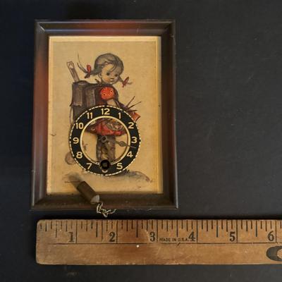 LOT 411: Mini Wall Clock Collection: Hummel West Germany, Wooden Sweethearts - West Germany, Linden Owl -Germany