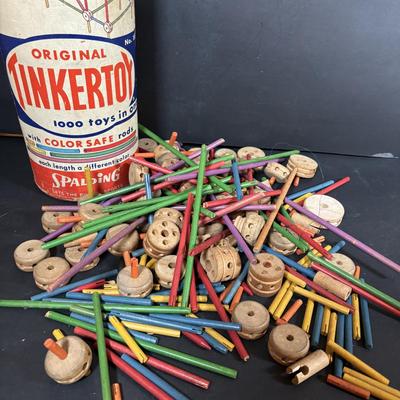 LOT 414: Vintage Toy Collection: Mattel Fanner Gun, Marx Toy Gun, 1953 Kaysam Latex Dog, Sweet Pea Doll, Tinker Toys & More