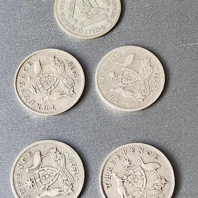 Australian 3 Pence - 5 coins