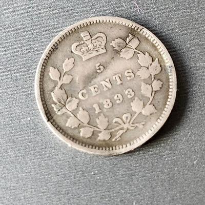 1893 Canadian 5 cent coin