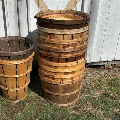 LOT 5S: Vintage Bushel Baskets & Wooden Crates