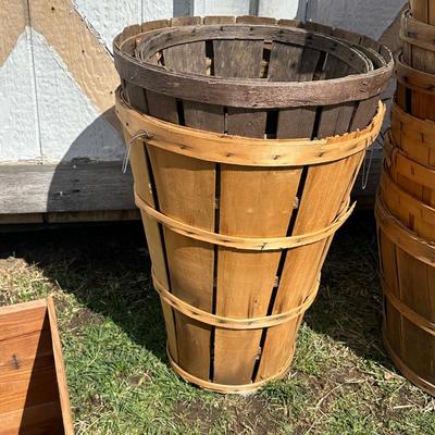 LOT 5S: Vintage Bushel Baskets & Wooden Crates