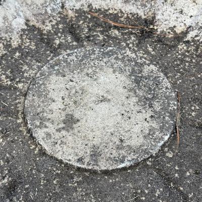 LOT 6: Vintage Signed Concrete Bird Bath