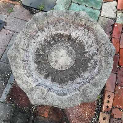 LOT 6: Vintage Signed Concrete Bird Bath