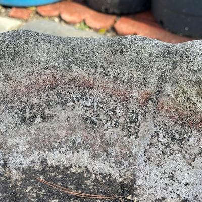 LOT 6: Vintage Signed Concrete Bird Bath