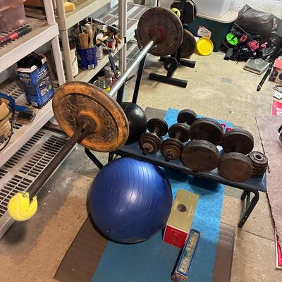 LOT 8B: Collection Of Weights, Weight Bench & Exercise Equipment