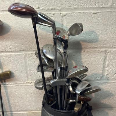 LOT 9B: Golfing Collection - Multiple Sets Of Clubs, Bags, Bag Boy Cart & More