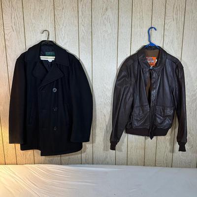 LOT 21X: Cooper Type A-2 Leather Flight Jacket & Spiewak Peacoat