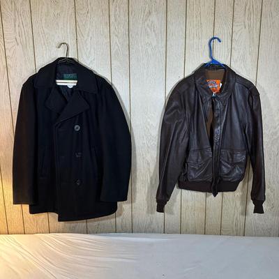 LOT 21X: Cooper Type A-2 Leather Flight Jacket & Spiewak Peacoat