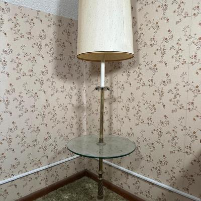 LOT 22Y: Vintage Glass & Brass Table Lamp Side Table