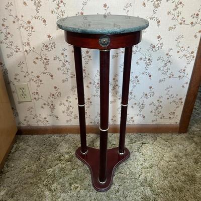 LOT 23Y: Green Marble Top Plant Stand