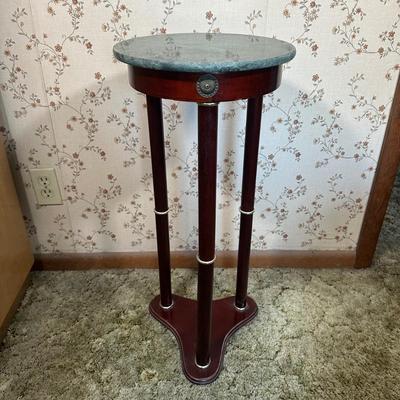 LOT 23Y: Green Marble Top Plant Stand