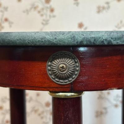 LOT 23Y: Green Marble Top Plant Stand