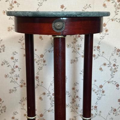 LOT 23Y: Green Marble Top Plant Stand