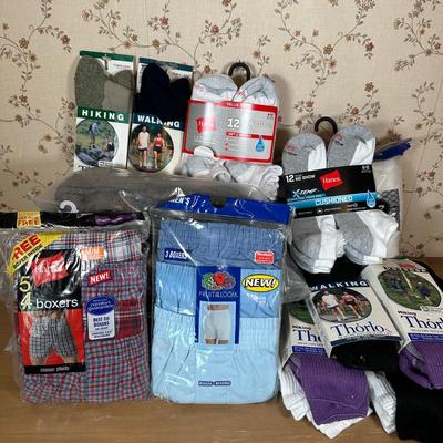 LOT 28Y: Collection Of New In Package Socks & Underwear - Fruit Of The Loom, Hanes & More