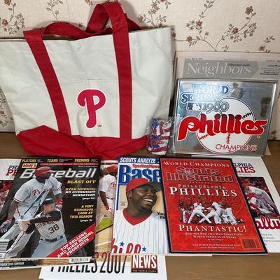 LOT 29Y: Philadelphia Phillies 2008 World Series Champions Poster, Tote Bag, Mirror & More