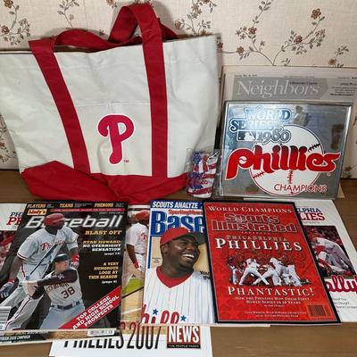 LOT 29Y: Philadelphia Phillies 2008 World Series Champions Poster, Tote Bag, Mirror & More