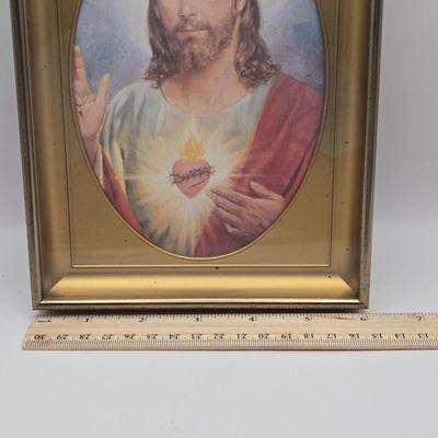 LOT 41K: Framed House Blessing Prayer , Crucifix, Sacred Heart Print, Mary and Child Statue, Praying Hands Plaque, & Mother's...