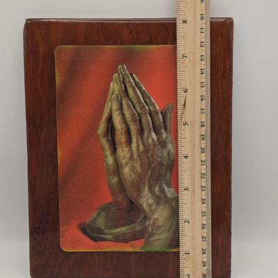 LOT 41K: Framed House Blessing Prayer , Crucifix, Sacred Heart Print, Mary and Child Statue, Praying Hands Plaque, & Mother's...