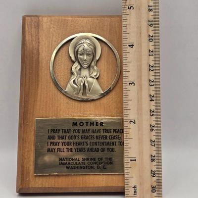 LOT 41K: Framed House Blessing Prayer , Crucifix, Sacred Heart Print, Mary and Child Statue, Praying Hands Plaque, & Mother's...