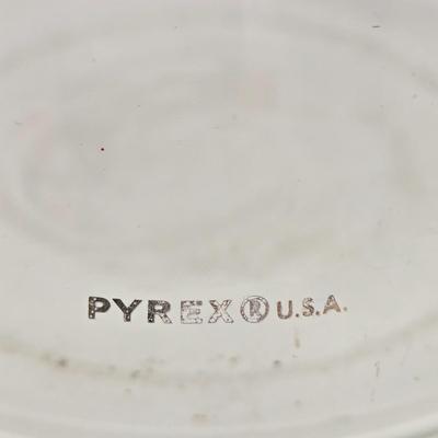 LOT 42K: Vintage Pyrex Crazy Daisy Spring Blossom Mixing Bowl Set & Pyrex Glass Atomic Sunburst Carafe Pitcher