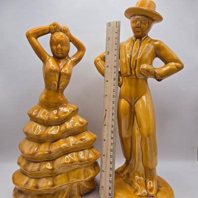 LOT 43K: Tall Vintage Ceramic Flamenco Dancers Statues