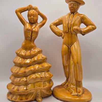 LOT 43K: Tall Vintage Ceramic Flamenco Dancers Statues