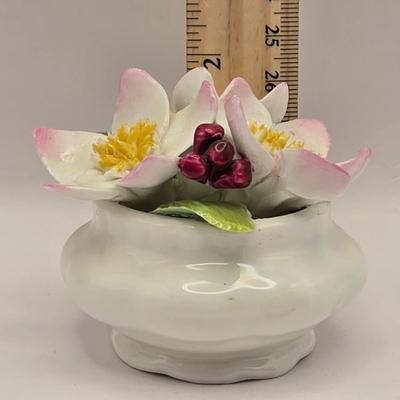 LOT 47K: Victorian Double Handled Bud Vase, Vintage Enesco Bud Vase, Small Asian Style Bud Vase, Royal Albert Christmas Rose, &...