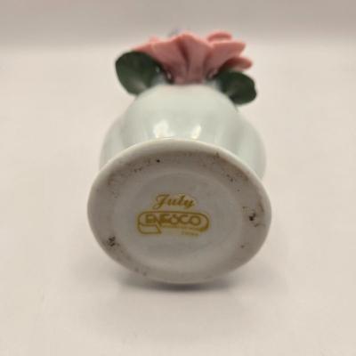 LOT 47K: Victorian Double Handled Bud Vase, Vintage Enesco Bud Vase, Small Asian Style Bud Vase, Royal Albert Christmas Rose, &...