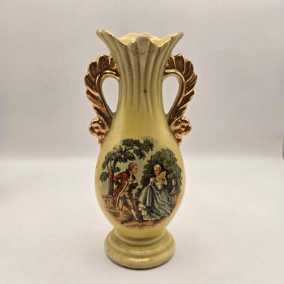 LOT 47K: Victorian Double Handled Bud Vase, Vintage Enesco Bud Vase, Small Asian Style Bud Vase, Royal Albert Christmas Rose, &...