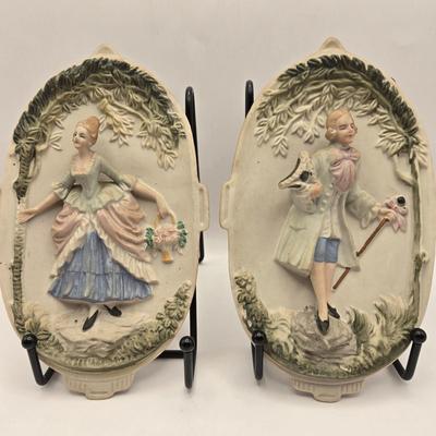 LOT 52K: Pair of Occupied Japan Wall Plaques