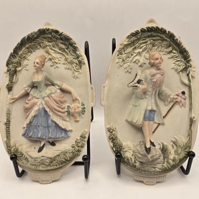 LOT 52K: Pair of Occupied Japan Wall Plaques