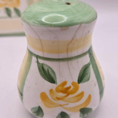 LOT 53K: MCM Leaf Vase, Royal Norfolk Napkin Holder and Salt & Pepper Shakers, Gravy Boat, Schmid Hark the Herald Music Box, Noritake...