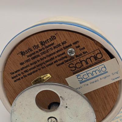 LOT 53K: MCM Leaf Vase, Royal Norfolk Napkin Holder and Salt & Pepper Shakers, Gravy Boat, Schmid Hark the Herald Music Box, Noritake...