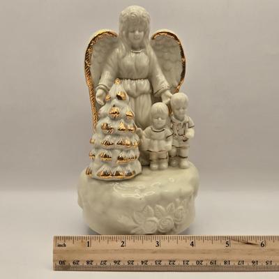 LOT 56K: Holt Howard Christmas Serving Platter, 2 Snow Globes, & Musical Angel Figurine