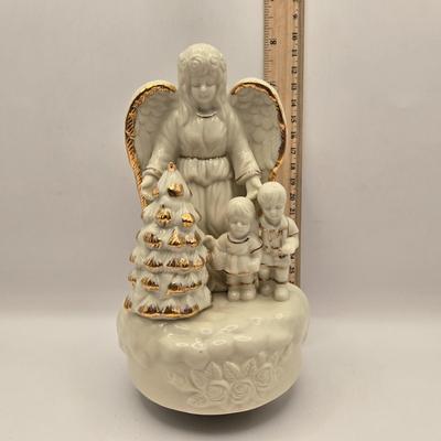 LOT 56K: Holt Howard Christmas Serving Platter, 2 Snow Globes, & Musical Angel Figurine