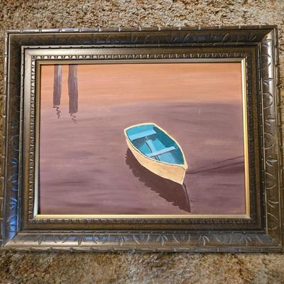 LOT 69K: Hart Lake Print, Lighthouse Print, Paddle Boat Painting, & More