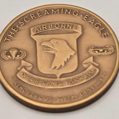LOT 87J: "The Screaming Eagles" 101st Airborne Division 1 ounce .999 Fine Silver and Bronze Commemorative Coins