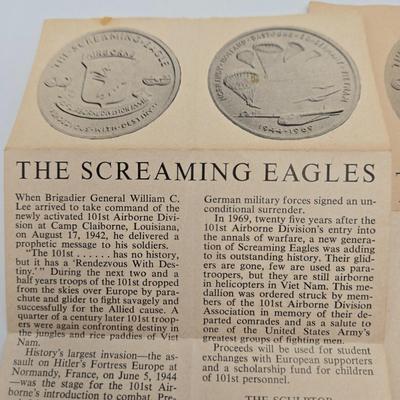 LOT 87J: "The Screaming Eagles" 101st Airborne Division 1 ounce .999 Fine Silver and Bronze Commemorative Coins