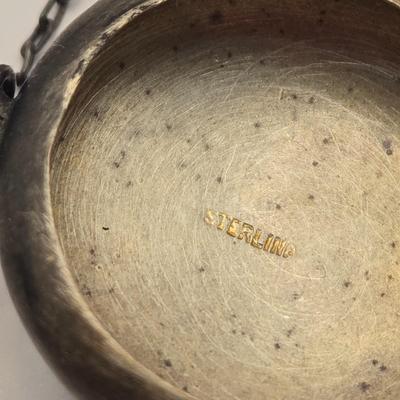 LOT 88J: Sterling Silver Victorian Pillbox on Chain & Sterling Silver Miniature Rosary