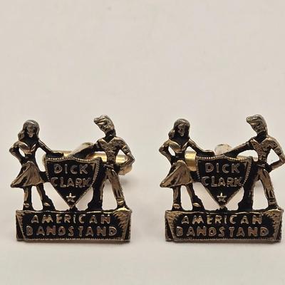 LOT 89J: Men's Jewelry Collection Including Stop Watch, American Bandstand Cufflinks, Mechanical Pencil Tie Clip, AmVets Collar pin,...