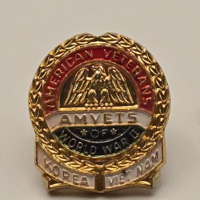 LOT 89J: Men's Jewelry Collection Including Stop Watch, American Bandstand Cufflinks, Mechanical Pencil Tie Clip, AmVets Collar pin,...