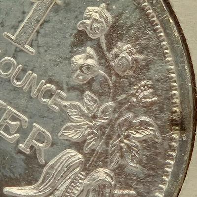 LOT 91J: 1 Ounce Troy .999 Silver Seated Liberty Dollar Coin