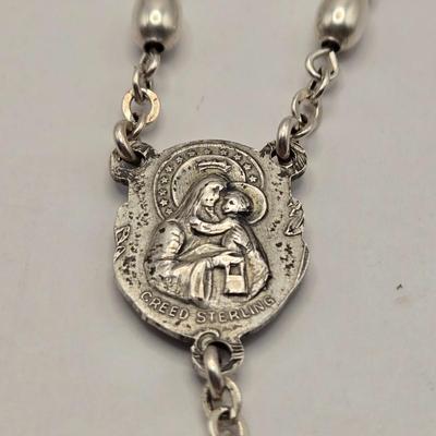 LOT 93J: Creed Sterling Silver Rosary in Case - 23.8 Grams