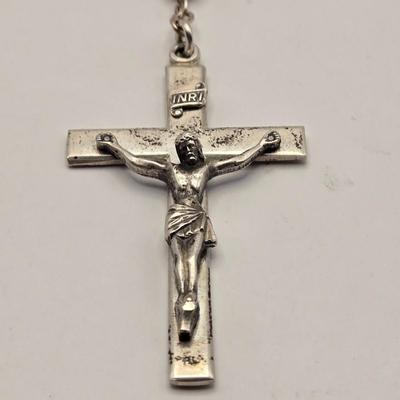 LOT 93J: Creed Sterling Silver Rosary in Case - 23.8 Grams