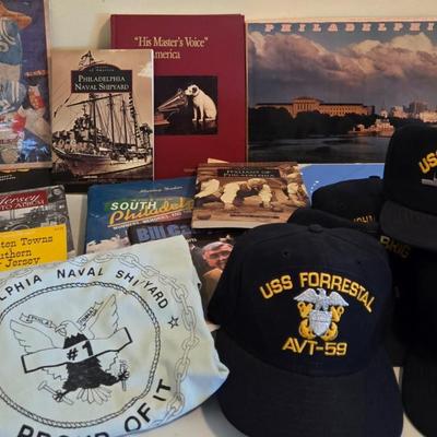 LOT 98K: Philadelphia Naval Ship Yard Books, Hats, T-Shirt, Philadelphia Puzzle, Game, Books, South Jersey Books, & More