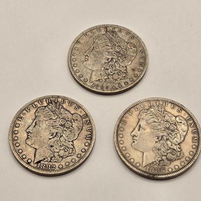 LOT 102J: Morgan Silver Dollars/ 1882-O, 1886-O, 1886 No Mark/ Philadelphia