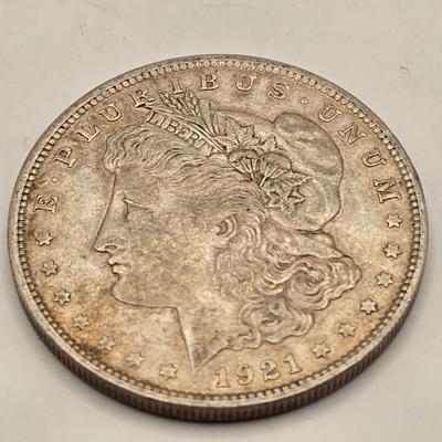 LOT 106J: Two 1921 Morgan Silver Dollars/ No Mint Mark Philadelphia