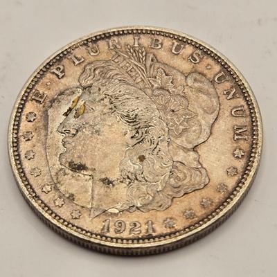 LOT 107J: Three 1921-D Morgan Silver Dollars